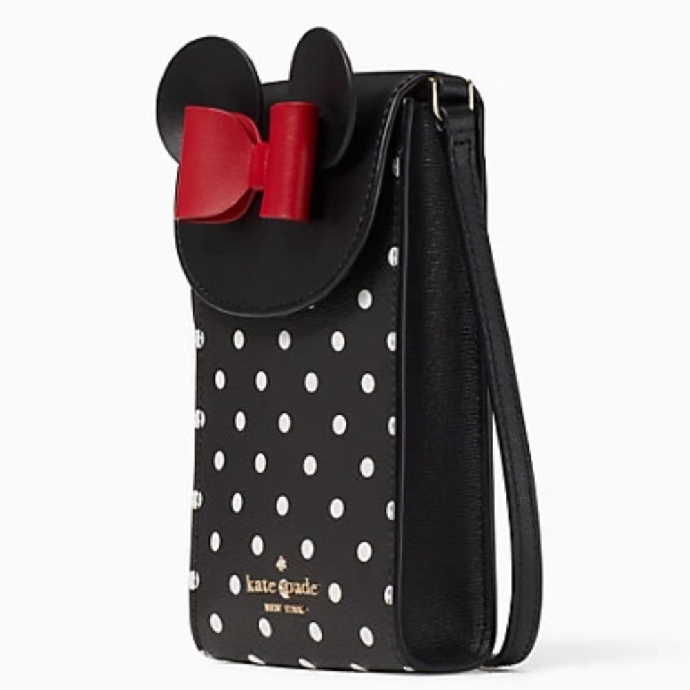 KATE SPADE DISNEY MINNIE MOUSE NORTH SOUTH FLAP PHONE CROSSBODY polka dot - Picture 3 of 7
